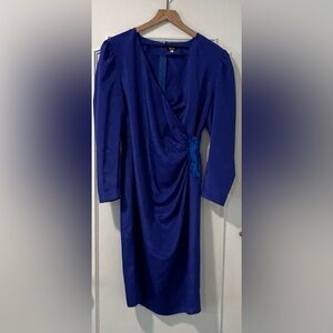 Vintage 1980s‎ Sequin Crossover Cocktail Dress Shoulder Pads Royal Blue Size 10